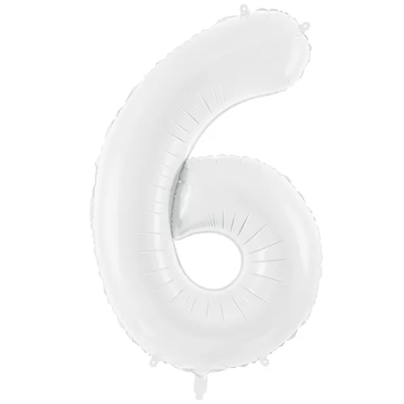 Zahlenballon 6 XXL  - Weiß