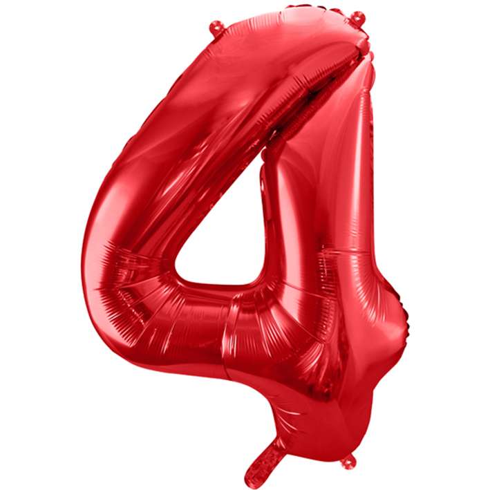 Zahlenballon 4 XXL  - Rot