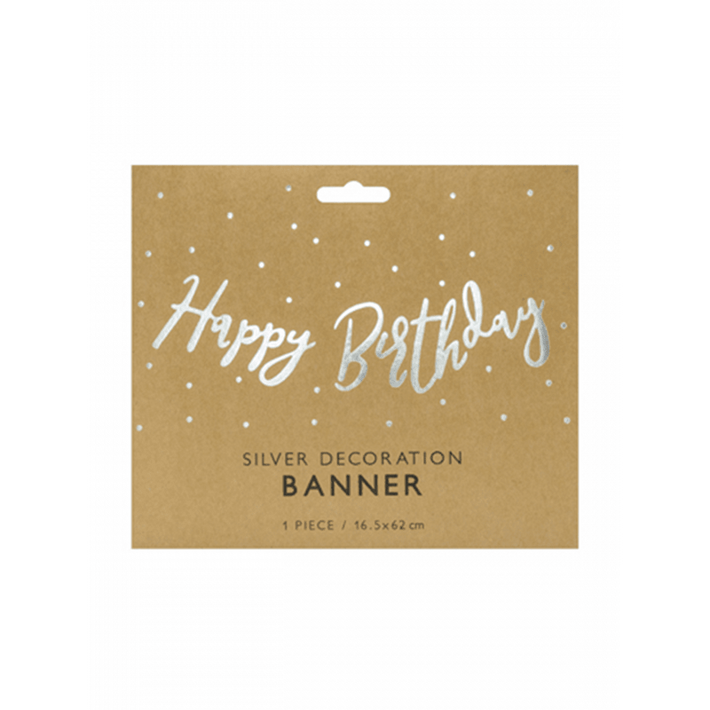 Bannergirlande - Happy Birthday - Silber