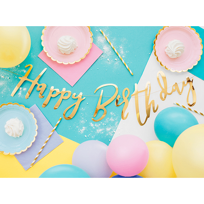 Bannergirlande - Happy Birthday - Gold | Boutique Ballooons