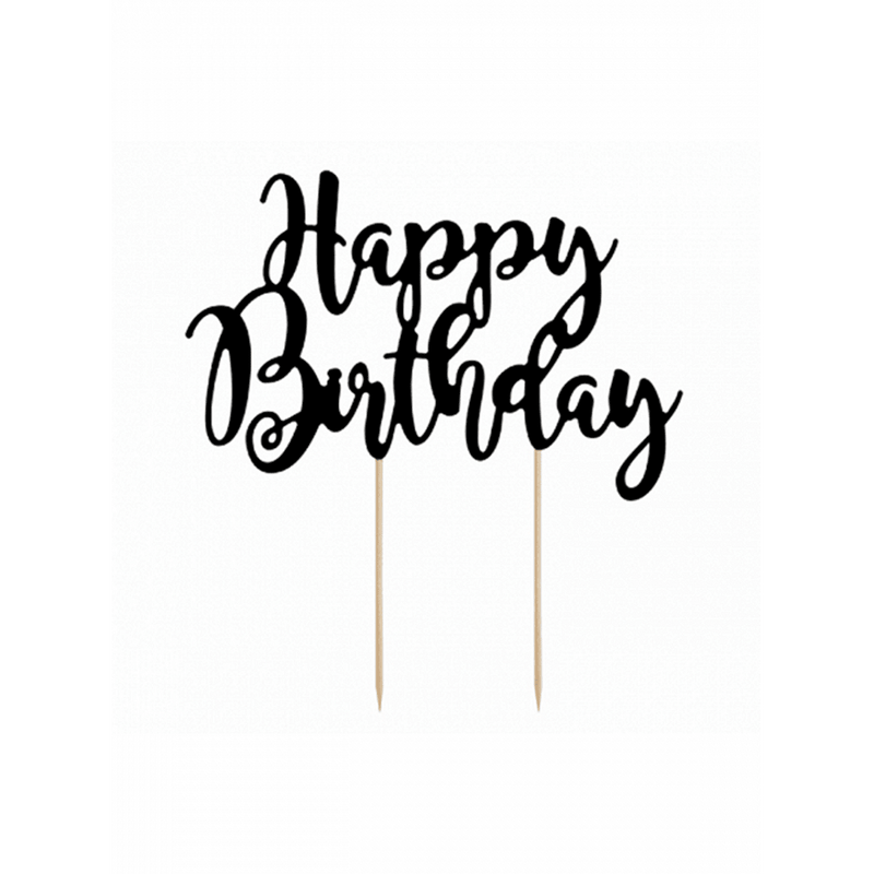 Cake Topper - Happy Birthday - Schwarz