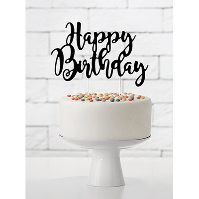 Cake Topper - Happy Birthday - Schwarz