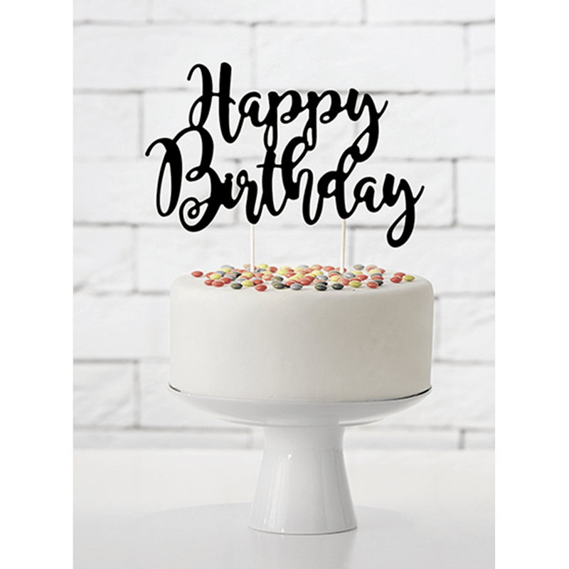 Cake Topper - Happy Birthday - Schwarz