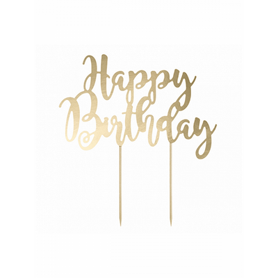 Cake Topper - Happy Birthday - Gold