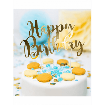 Cake Topper - Happy Birthday - Gold