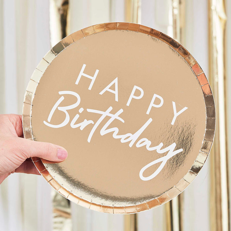 Gold Foiled Happy Birthday Plate