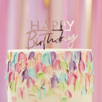 Pink Acrylic Happy Birthday Cake Topper | Boutique Ballooons