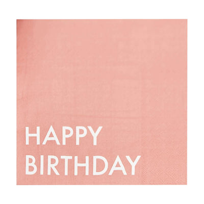 16 Eco Paper Napkins - Happy Birthday - Coral | Boutique Ballooons