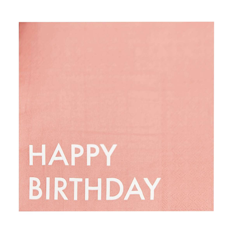 16 Eco Paper Napkins - Happy Birthday - Coral | Boutique Ballooons