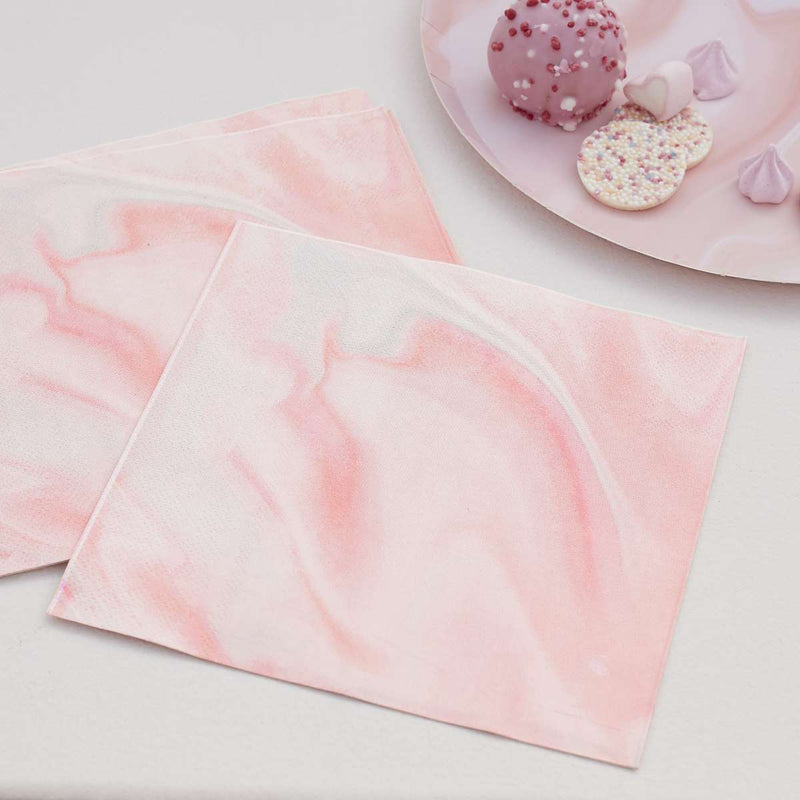 16 Eco Paper Napkins - Marble - Pink