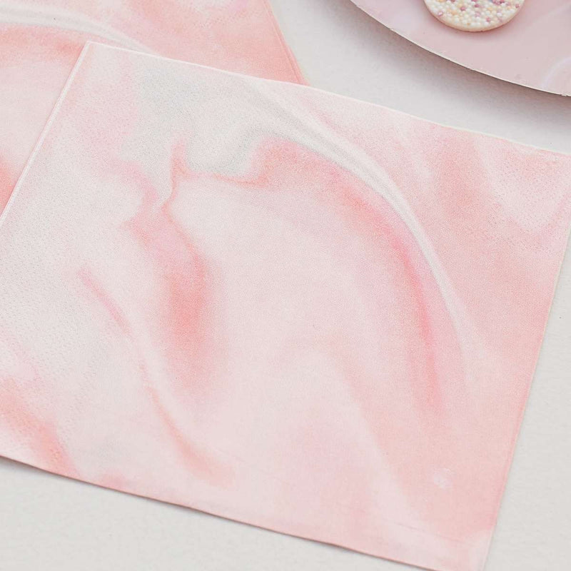 16 Eco Paper Napkins - Marble - Pink