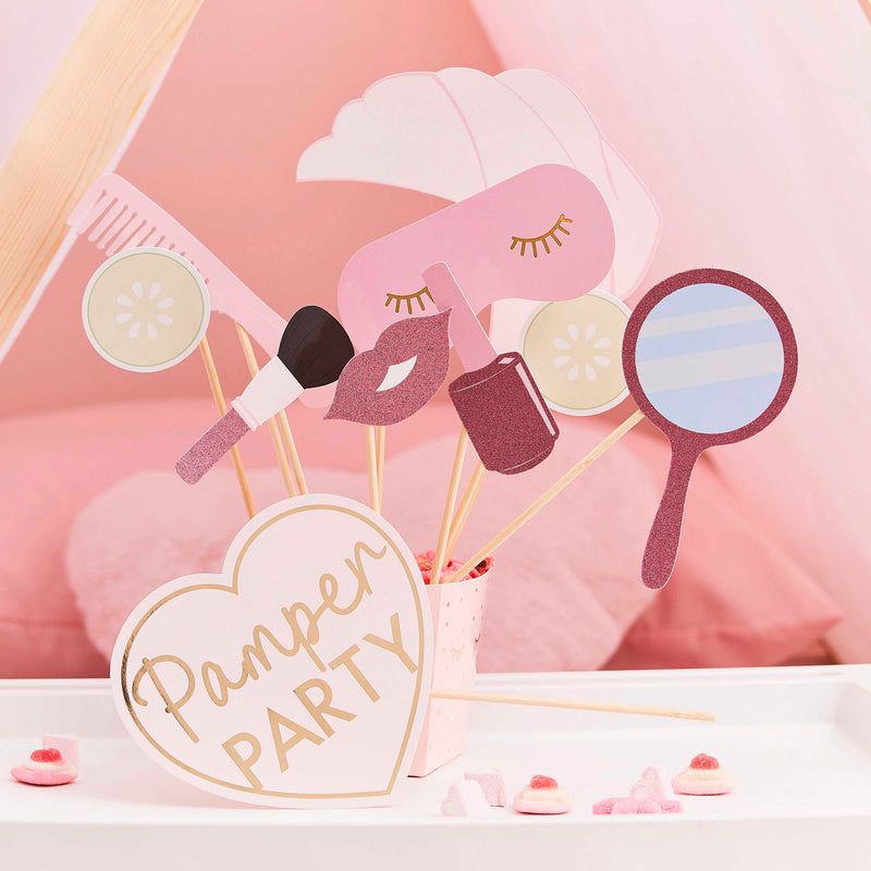 Pink Glitter And Foiled Pamper Party Photo Booth Props