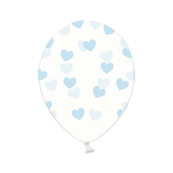 6 Motivballons - Hearts - Hellblau | Boutique Ballooons