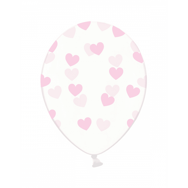 6 Motivballons Clear - Rosa Heart | Boutique Ballooons