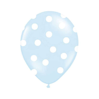 6 Motivballons - Dots - Hellblau & Weiß | Boutique Ballooons