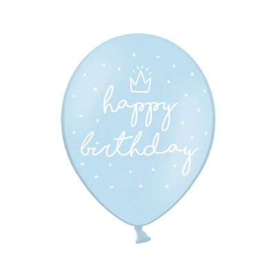 6 Motivballons - Happy Birthday - Hellblau | Boutique Ballooons