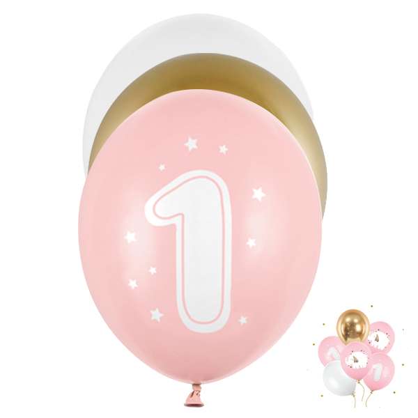 6 Motivballons - One Year Girl