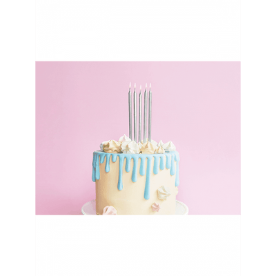 Kuchenkerzen XL mit Halterung - Silber