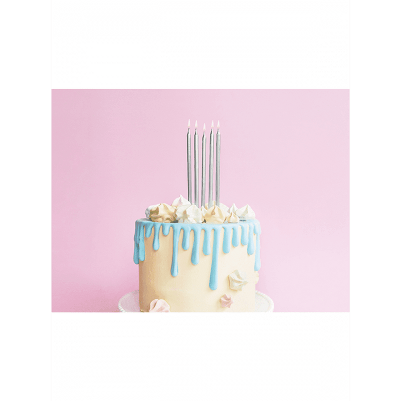 Kuchenkerzen XL mit Halterung - Silber