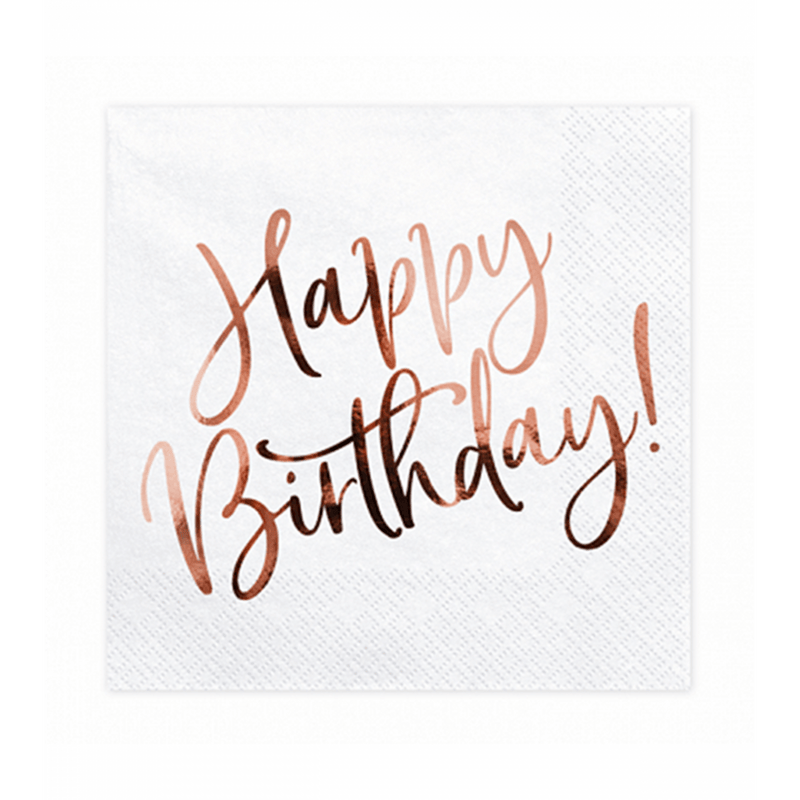 20 Servietten Trend - 33cm - Happy Birthday Rosegold | Boutique Ballooons