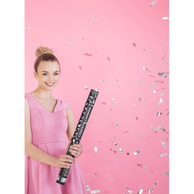 Konfettikanone XL - Silber | Boutique Ballooons