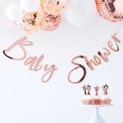 Rose Gold Baby Shower Bunting | Boutique Ballooons