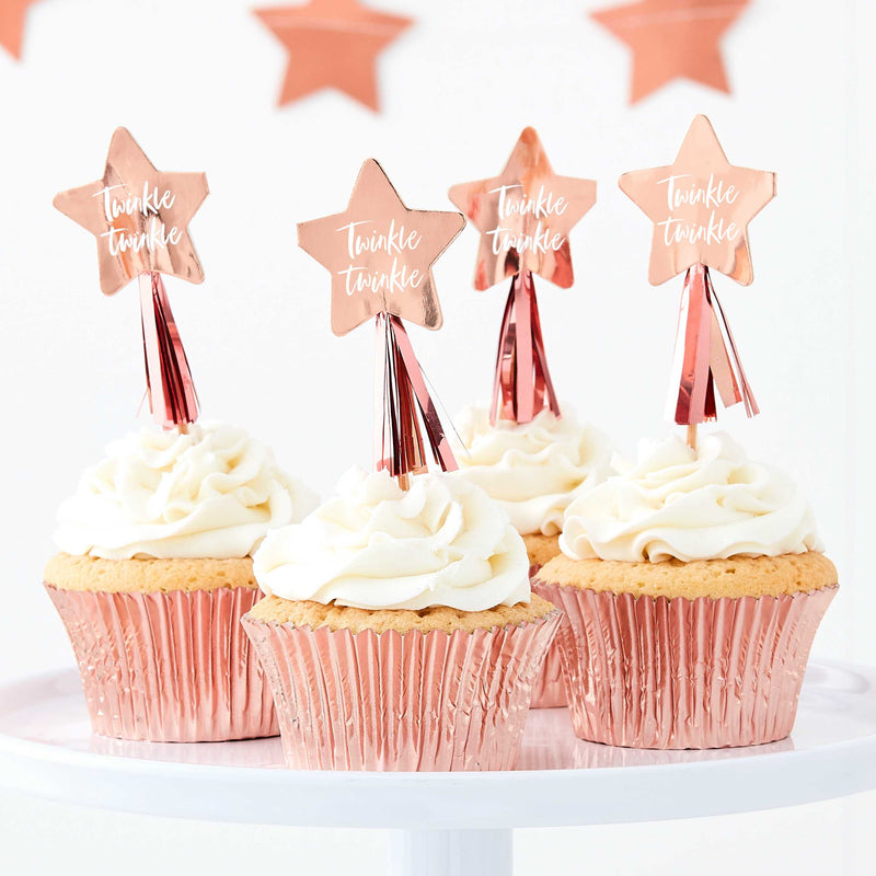 Rose Gold Star Cupcake Toppers | Boutique Ballooons