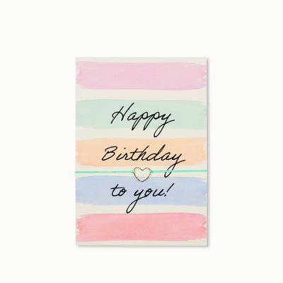 by Vivi. - Bracelet-Card: Happy Birthday bunte Streifen | Boutique Ballooons