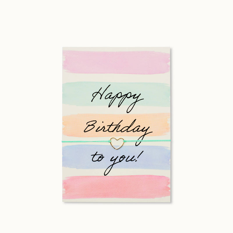 by Vivi. - Bracelet-Card: Happy Birthday bunte Streifen | Boutique Ballooons