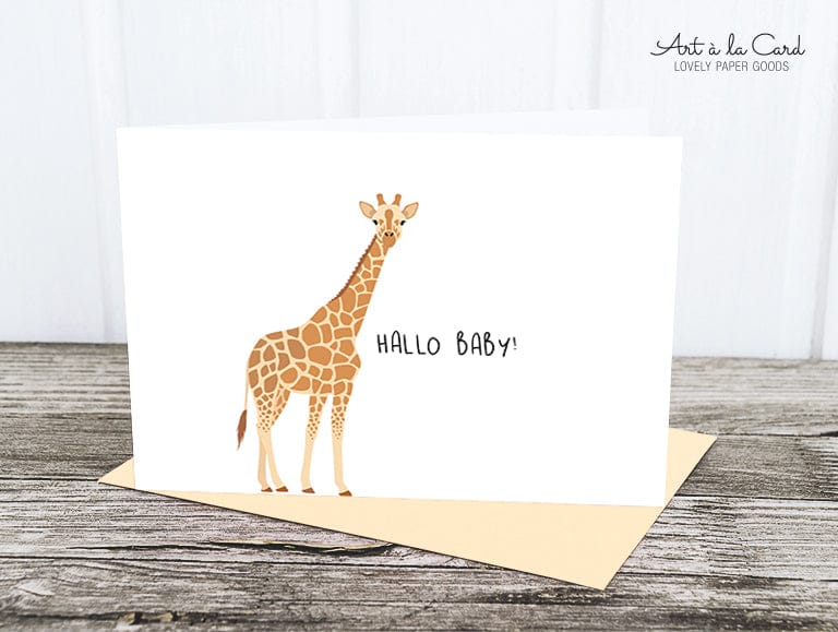 Klappkarte Hallo Baby Giraffe