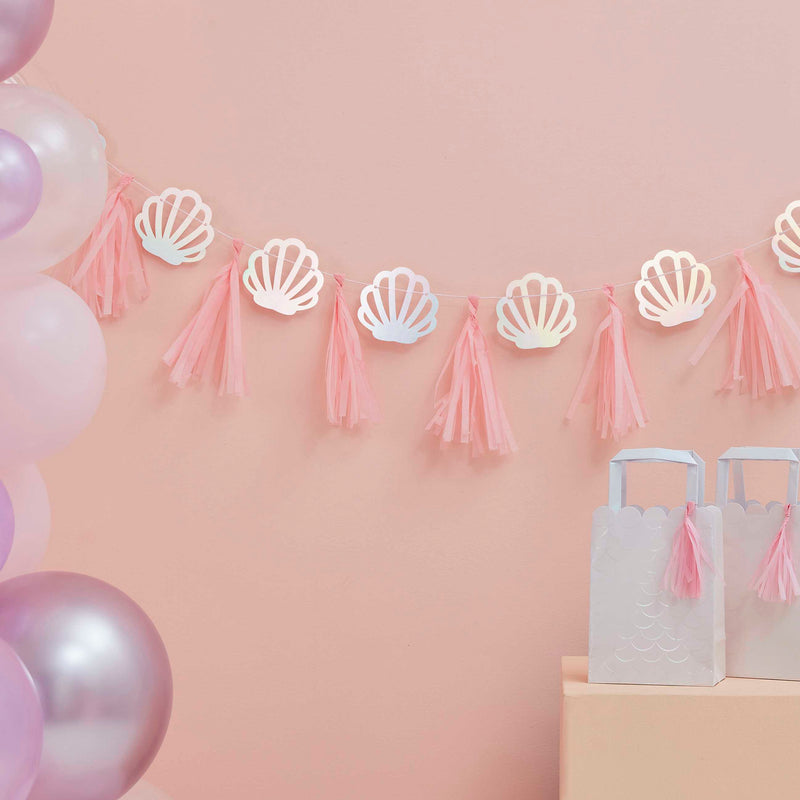 Pink and Iridescent Shell Tassel Garland