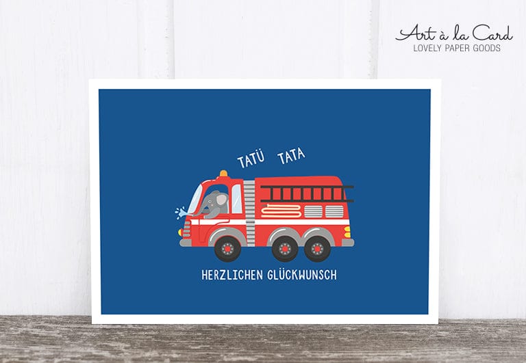 Postkarte Feuerwehrelefant