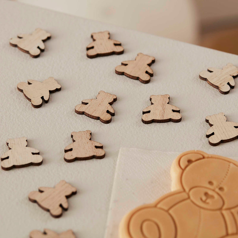 Wooden Teddy Bear Baby Shower Confetti