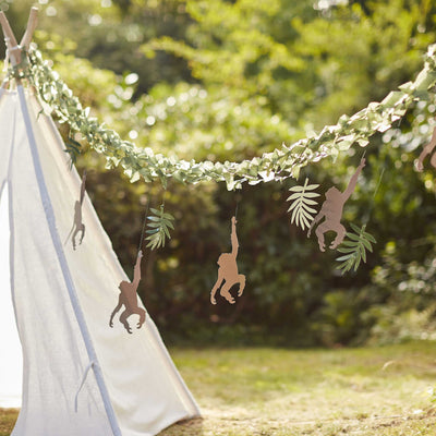 Monkey & Leaf Jungle Bunting Backdrop | Boutique Ballooons